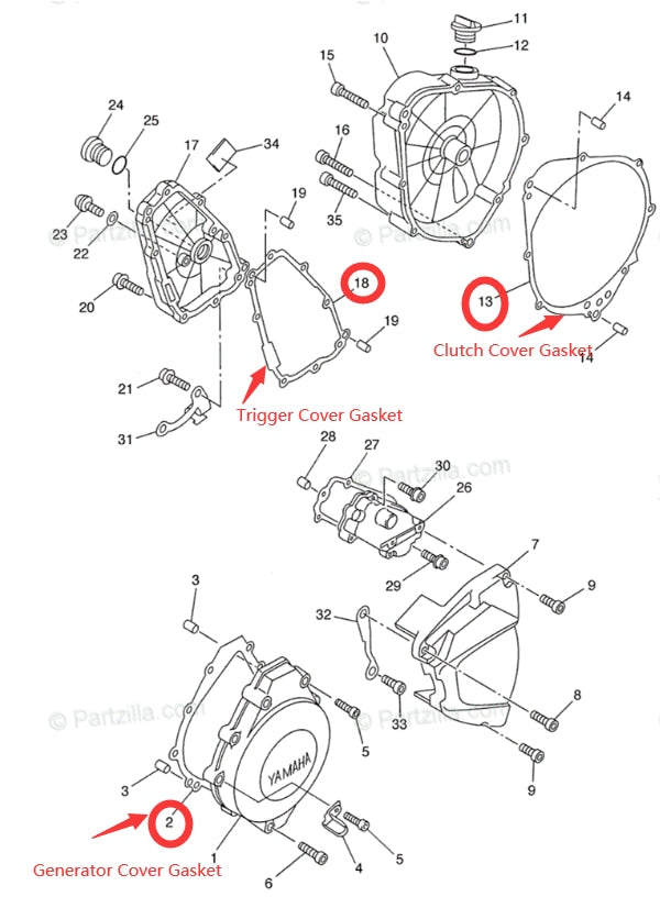 Motorcycle Engine Crankcase Clutch Generator Covers Gaskets Kits Fit For Yamaha R1 YZF-R1 YZFR1 1998-2003