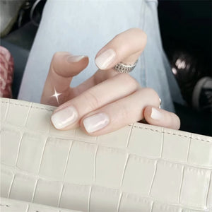 24Pcs/Box Charming Pink Flame Short Ballet Wearable Fake Nails press on Square Head Full Cover Detachable Finished Fingernails