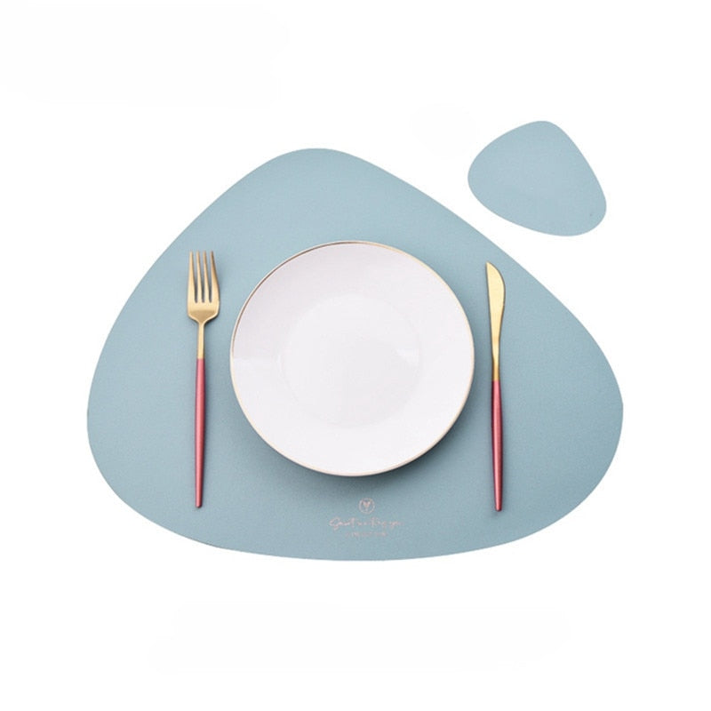 Inyahome PU Placemats for Table Waterproof Non-Slip Insulation Leather Place Mats Set Nordic Style Christmas Coaster Cup Mat