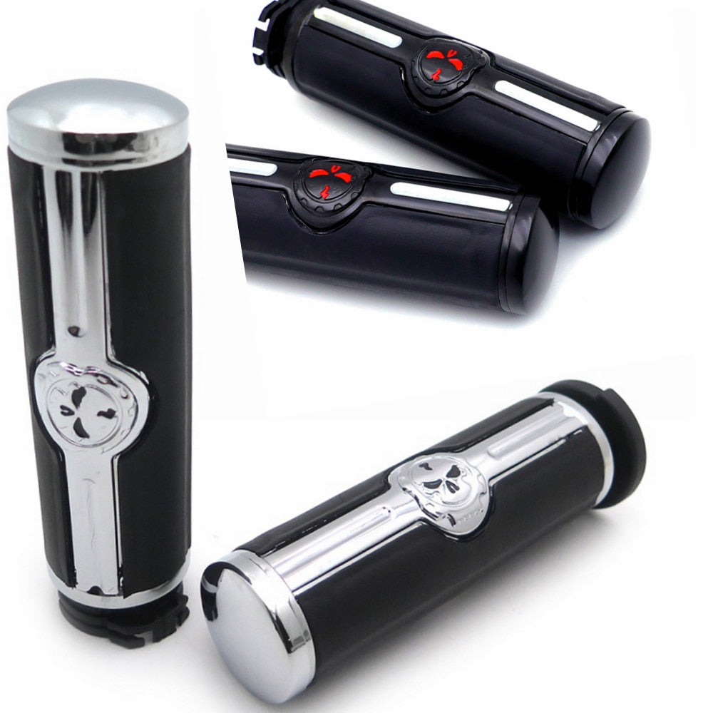 For Harley Davidson 1996-Later VRSC XL XR Dyna Softail YAMAHA Chr Aftermarket Free Shipping Motorcycle Parts Skull 1" Hand Grips