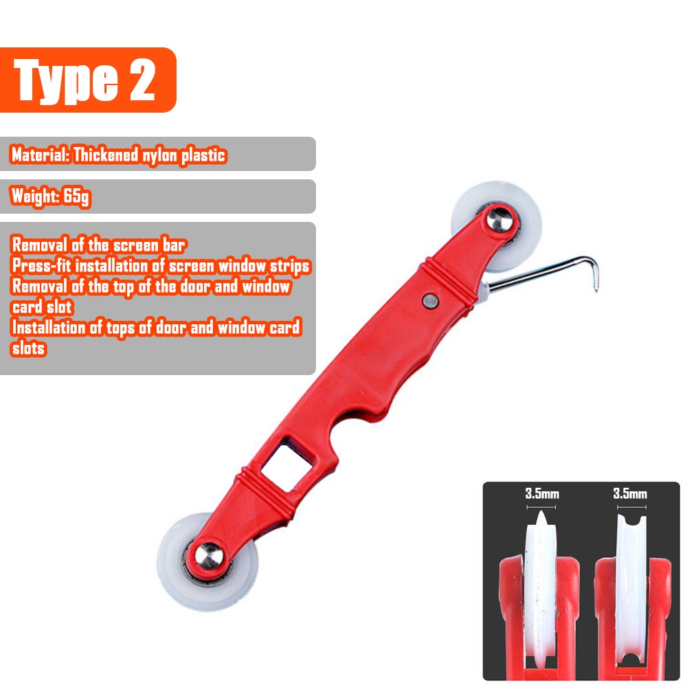 2IN1 Rubber Rolling Wheel Tools Wooden Handle Spline Roller For Renovator Window Installation Screen Door Household Hand Tool