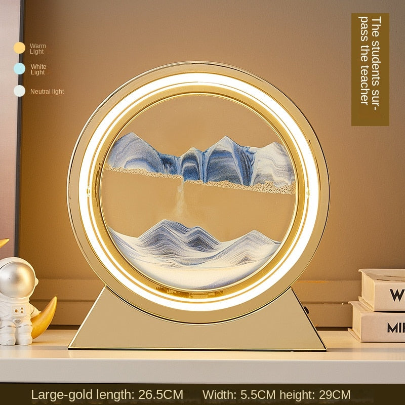 3D Hourglass LED Lamp Quicksand Moving Sand Art Sand Scene Dynamic Living Room Decoration Accessories Modern Home Decor Gift