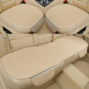 Flax Car Seat Cover Front Rear Linen Fabric Cushion Breathable Protector Mat Pad Universal Auto Interior Styling Truck SUV Van