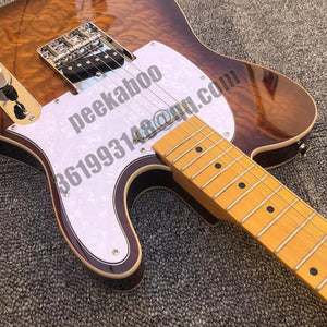 Electric Guitar T L Custom Shop Brown Sunburst Maple Fretboard 6 Strings Musical Instruments Graph Tech Nut