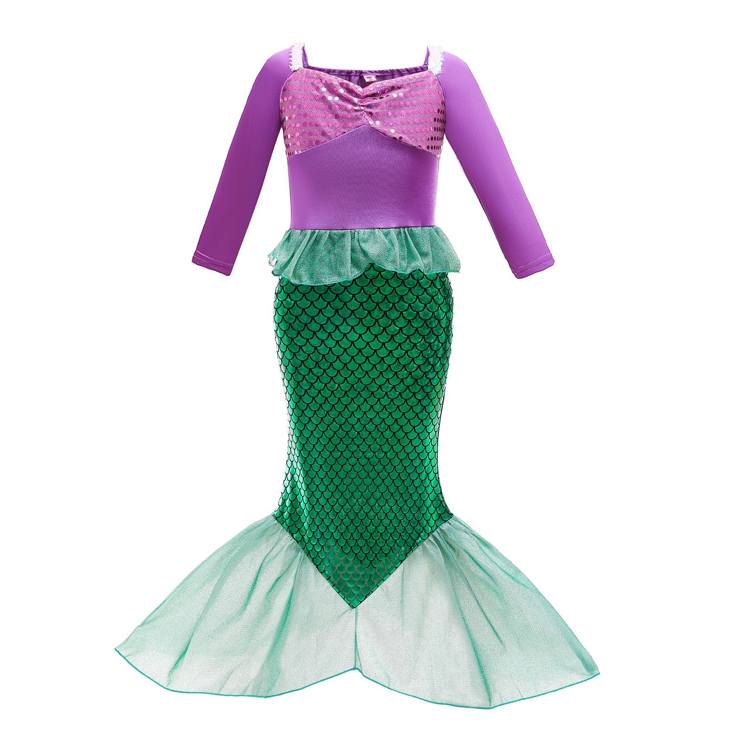 Disney Girl Princess Little Mermaid Ariel Dress Kids Cosplay Costume Children Carnival Birthday Party Clothes Summer Dress Girls