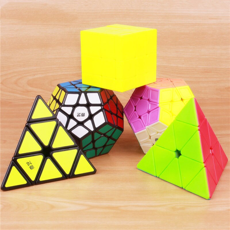 QY TOYS megaminxeds magic speed cube stickerless pyramidcube professional puzzle mirror cube educational toys for children