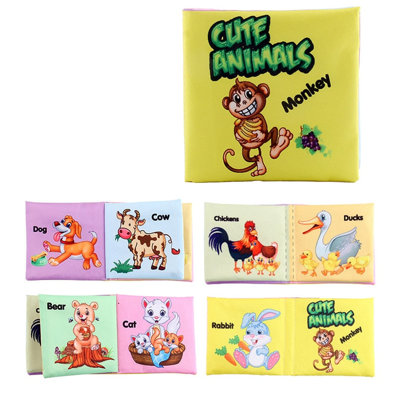 Kidsbooks Baby Early Learning Tearing Tail Cloth Book Parent-child Interactive Sound Paper Puzzle Cloth Book Toy