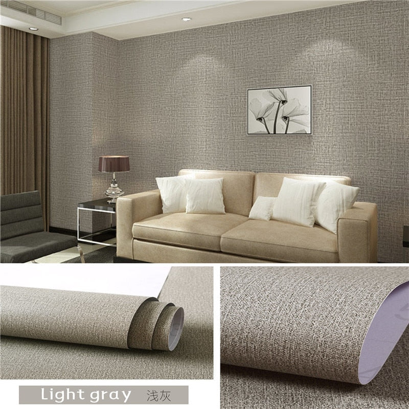 Cloth Wallpaper Self Adhesive  PVC Plain Living Room Linen  Renovation Sticker TV Background Vinyl Contact Paper Home Decor