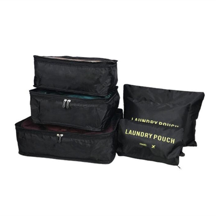 6Pcs/Set Travel Bag Men And Women Multifunction Clothing Luggage Organizer Bag Mesh Packing Cubes Unisex Travel Storage Bags Kit