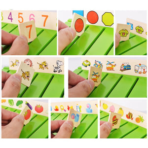 Kids Montessori Sorting Box Learning Fruit Digital Vehicle Shape Cognition Classified Toys Wooden Cards Puzzles Early Education