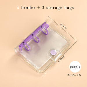 JIANWU Creative Cute Transparent 3 ring Mini Loose-leaf Hand Book Student Portable Notebook ring binder Kawaii School Supplies
