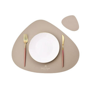 Inyahome PU Placemats for Table Waterproof Non-Slip Insulation Leather Place Mats Set Nordic Style Christmas Coaster Cup Mat
