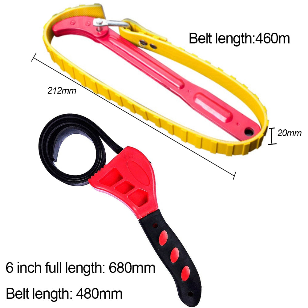 Belt Wrench Oil Filter Puller Adjustable Strap SpannerChain Jar Lids Cartridge Disassembly Tool Strap Opener Plumbing Tools