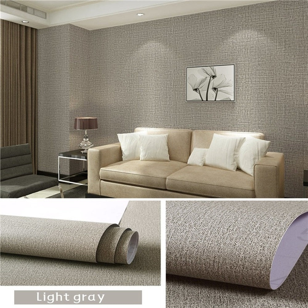 Cloth Wallpaper Self Adhesive  PVC Plain Living Room Linen  Renovation Sticker TV Background Vinyl Contact Paper Home Decor