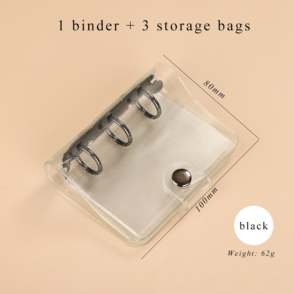 JIANWU Creative Cute Transparent 3 ring Mini Loose-leaf Hand Book Student Portable Notebook ring binder Kawaii School Supplies