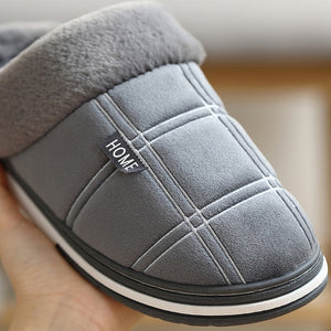 Men&#39;s Slippers Home Antiskid Sewing Suede Winter Indoor slippers Male slipper Plush Cozy House slippers with fur Big size 15 16