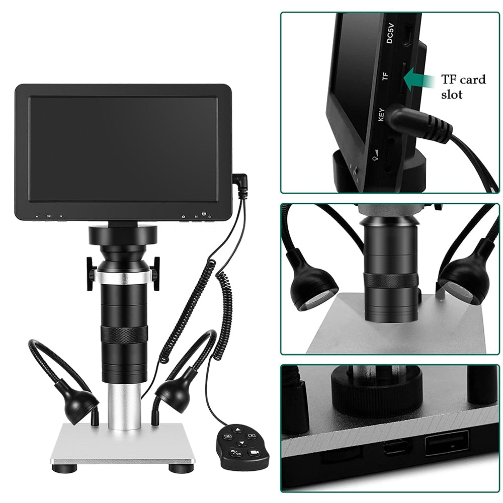TDKMR 1200X 1080P USB High Definition Electronic Digital Microscope 7 Inch Large LCD Display for Soldering Cell Phone Repair