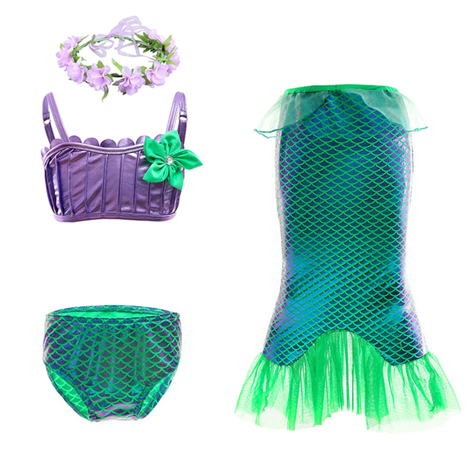 Disney Girl Princess Little Mermaid Ariel Dress Kids Cosplay Costume Children Carnival Birthday Party Clothes Summer Dress Girls