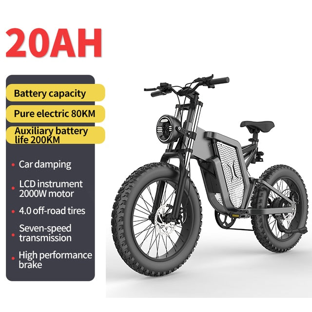 EKX X20 Electric Bike Mountain Moped Ebike 20 Inch Fat Tire 2000W 48V 30AH Men&#39;s Road EBike Electric Bicycle For Adults E Bikes