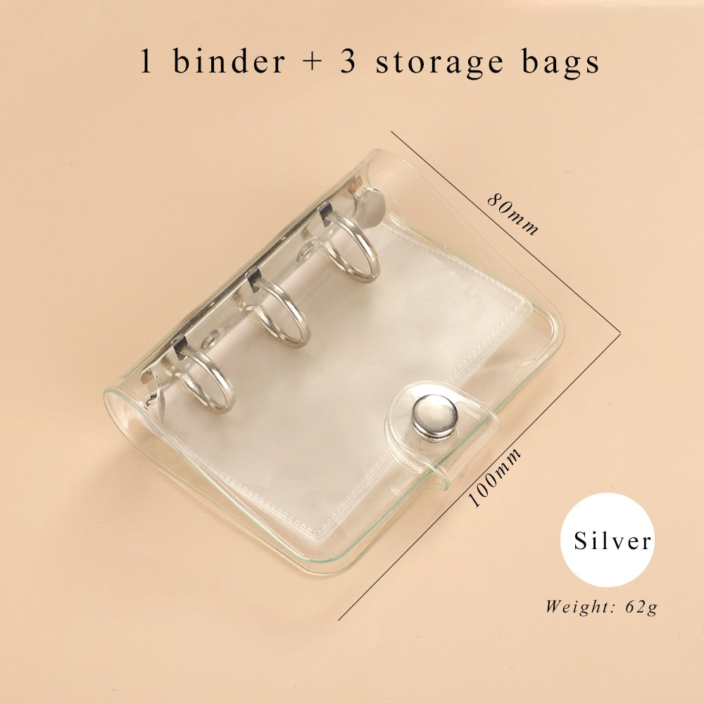 JIANWU Creative Cute Transparent 3 ring Mini Loose-leaf Hand Book Student Portable Notebook ring binder Kawaii School Supplies