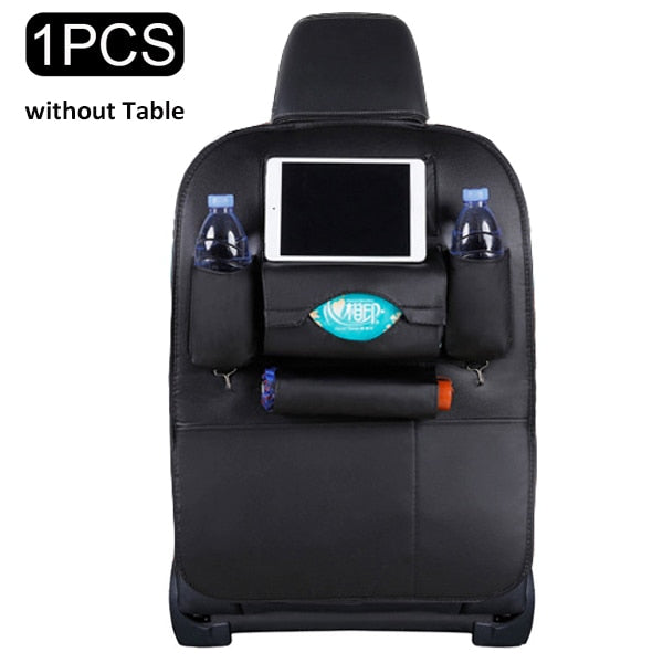 Car Seat Back Organizer Pu Leather Pad Bag Car Storage Organizer Foldable Table Tray Travel Storage Bag Auto Accessories