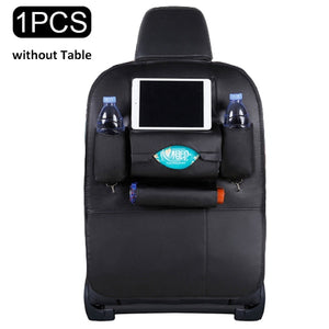 Car Seat Back Organizer Pu Leather Pad Bag Car Storage Organizer Foldable Table Tray Travel Storage Bag Auto Accessories