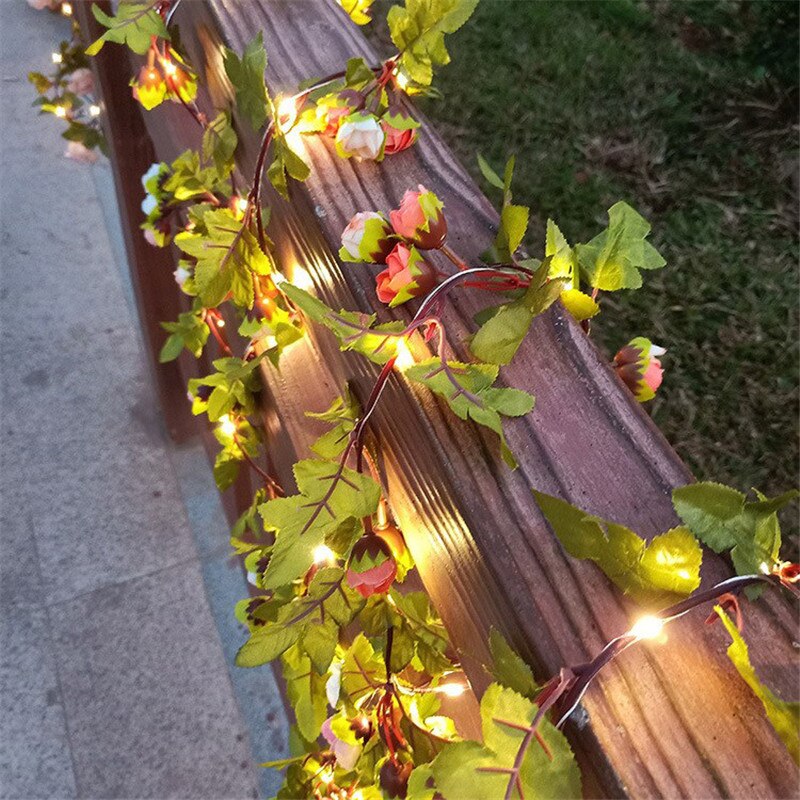 Artificial Leaf Flower 10m 5m Led String Lights Garland Fairy Lights Decor Wedding Garden DIY Christmas Lights Home Decoration