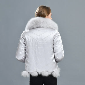 Woman Real Fox Fur Coat With High-Grade Silk Liner Winter Warm Reversible Jacket Lady Fashion Luxury Fur Casaco New Arrival