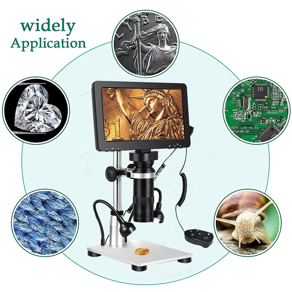 TDKMR 1200X 1080P USB High Definition Electronic Digital Microscope 7 Inch Large LCD Display for Soldering Cell Phone Repair