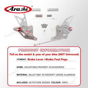 Arashi Spare Parts Adjustable Rearsets Replacement Shift Linkage Lever Gear Selector Motorcycle Footrest Spare Parts Foot Pegs
