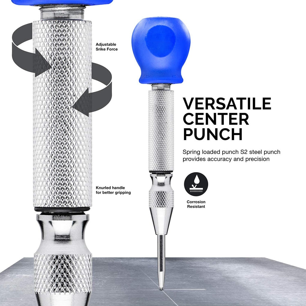 5-inch automatic center pin spring loaded mark center punch tool Steel Drilling Glass Breaker Press Dent Marker Positioner Hand