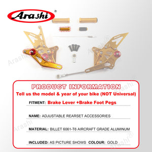 Arashi Spare Parts Adjustable Rearsets Replacement Shift Linkage Lever Gear Selector Motorcycle Footrest Spare Parts Foot Pegs