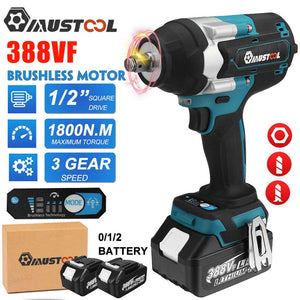 MUSTOOL 1800N.M Torque Brushless Electric Impact Wrench For Trucks 1/2 inch Cordless Wrench Driver Tool For Makita 18V Battery
