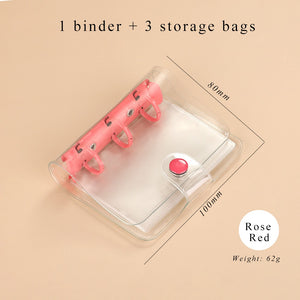 JIANWU Creative Cute Transparent 3 ring Mini Loose-leaf Hand Book Student Portable Notebook ring binder Kawaii School Supplies