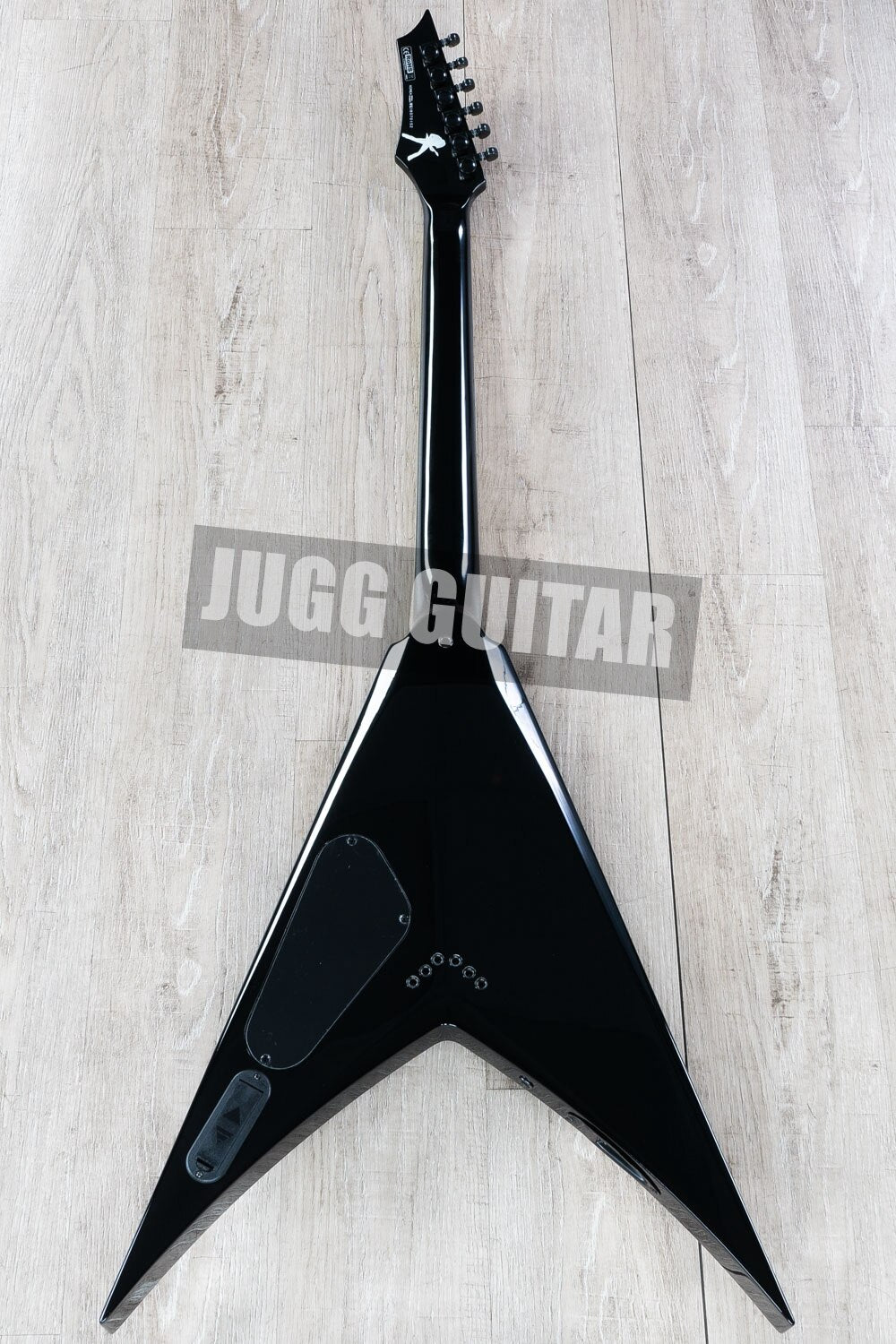 Rare Mustaine Megadeth Rust In Peace Blue Flying V Electric Guitar Grover Tuners, 9V Battery Box, Black Hardware