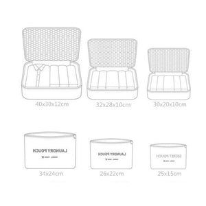 6Pcs/Set Travel Bag Men And Women Multifunction Clothing Luggage Organizer Bag Mesh Packing Cubes Unisex Travel Storage Bags Kit