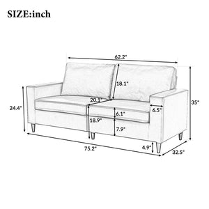 Furniture  Modern Style  3 Seat Sofa  PU Leather Upholstered Couch Furniture for Home or Office (3-Seat Sofa)