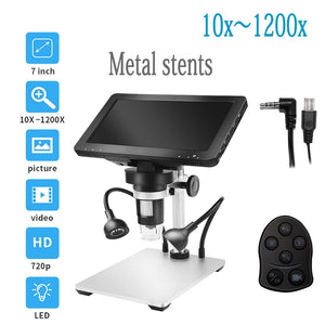 TDKMR 1200X 1080P USB High Definition Electronic Digital Microscope 7 Inch Large LCD Display for Soldering Cell Phone Repair