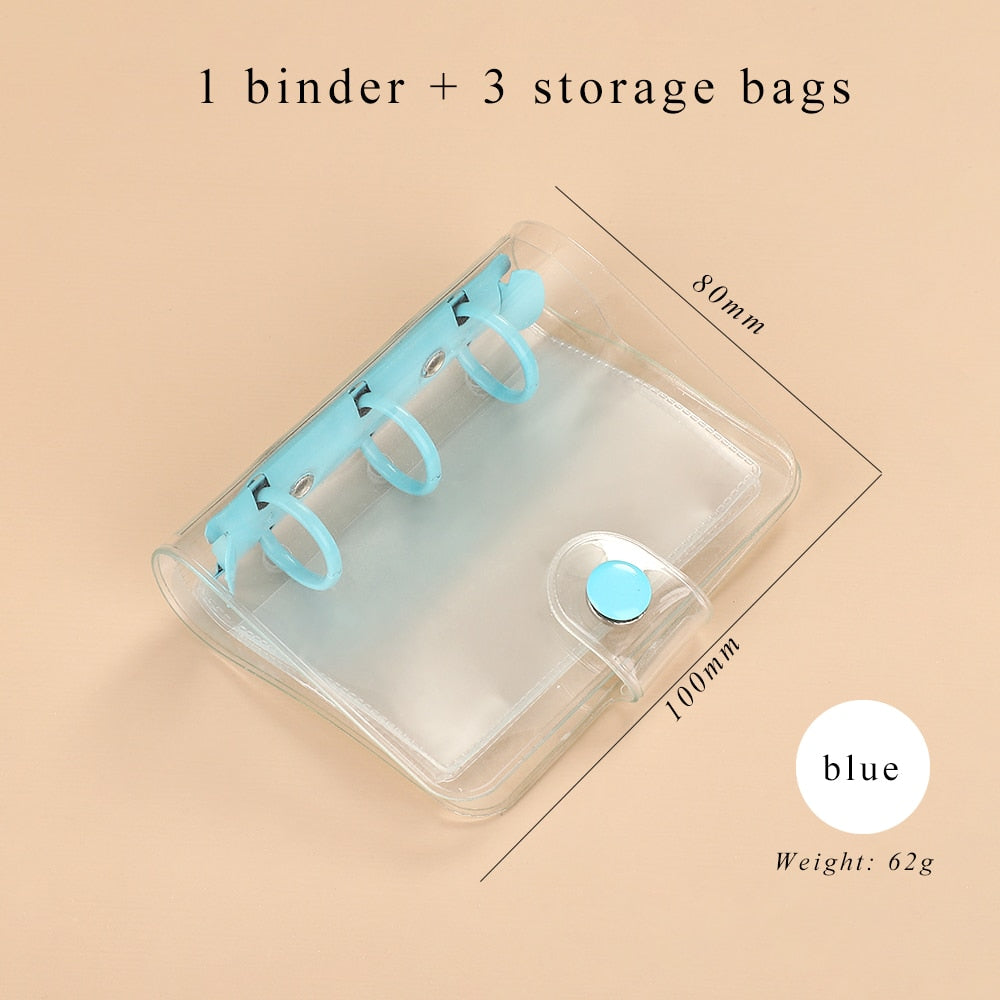 JIANWU Creative Cute Transparent 3 ring Mini Loose-leaf Hand Book Student Portable Notebook ring binder Kawaii School Supplies