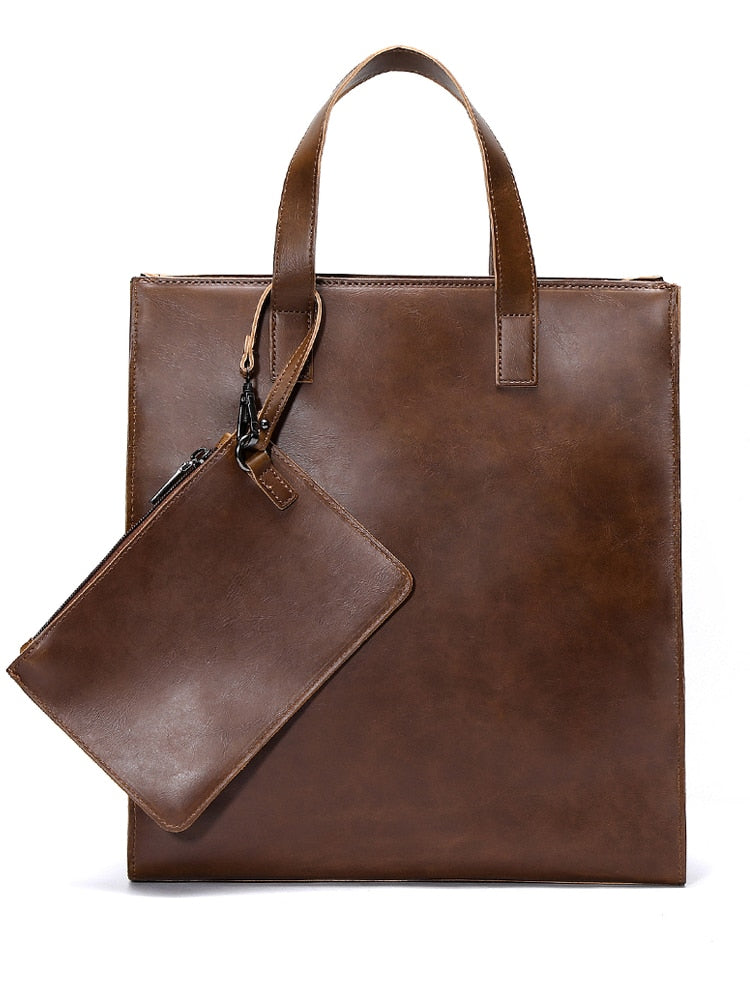 Men's Casual Handbag Mad Horse pu Leather Shoulder Messenger Bag British Fashion Men's Bag Large Capacity Messenger Bag