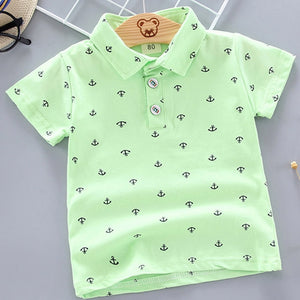 2022 Summer Baby Boys Polo Shirts Short Sleeve Anchor Lapel Clothes for Girls Odell Cotton Breathable Kids Tops Outwear 12M-5Y