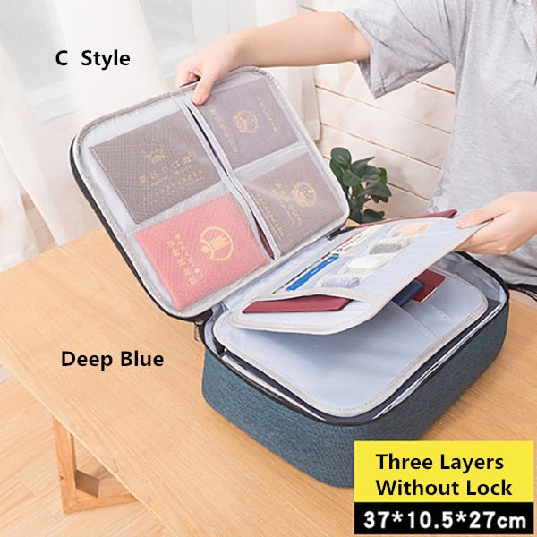 Document Bag Large Capacity Travel Passport Wallet Card Organizer Men&#39;s Business Waterproof Storage Pack Home Accessories Item