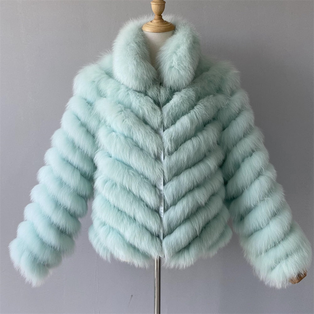 Woman Real Fox Fur Coat With High-Grade Silk Liner Winter Warm Reversible Jacket Lady Fashion Luxury Fur Casaco New Arrival