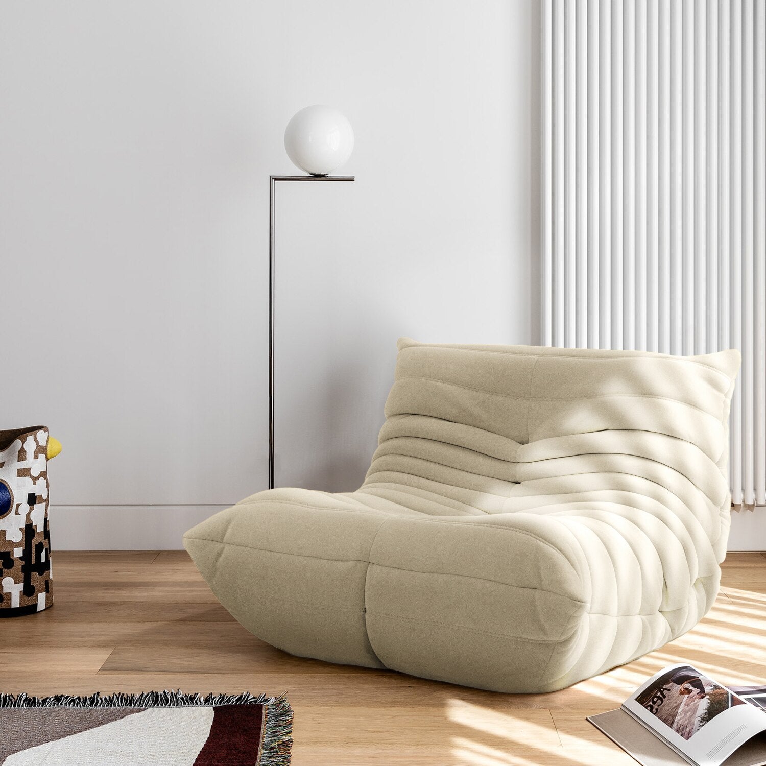 Furgle New Modern Design Sofa Ergonomics Lazy Floor Sofa Yellow Couch for Bedroom Corner Chair Living Room Office Furniture