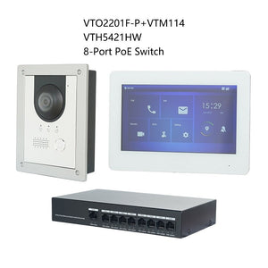 DH Multi-Language IP Video Intercom KIT,VTO2201F-P & VTH5421HW /VTH5421HB & PoE switch,support SIP, replace VTO2202F-P-S2