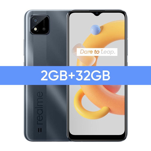 Global Version Realme C11 2021 2GB RAM 32GB ROM Smartphone 6.5 Large Display 8MP Camera 5000mAh Battery Play Store