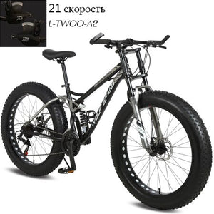 Wolf&#39;s fang Bicycle mountain bike 26 Inch 21 speed 4.0 fat bikes Snow Beach Bike  Fat Tire bicycles New Shock absorber fork