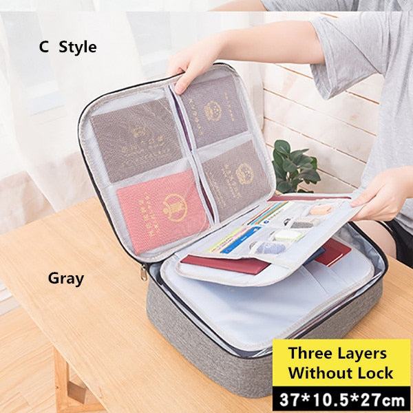 Document Bag Large Capacity Travel Passport Wallet Card Organizer Men&#39;s Business Waterproof Storage Pack Home Accessories Item