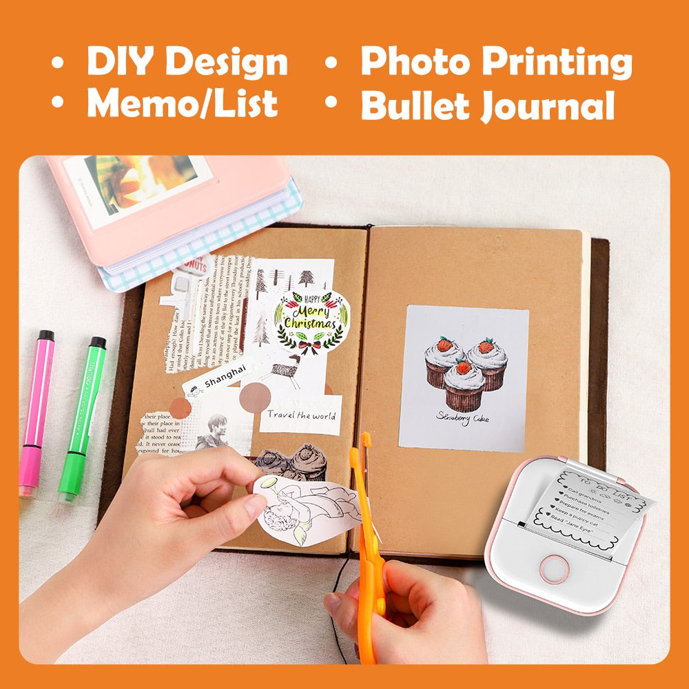 Phomemo T02 Mini Portable Printer Thermal Printing 53mm Sticker Wireless Inkless Mini Pocket Printer Self-adhesive Label Printer