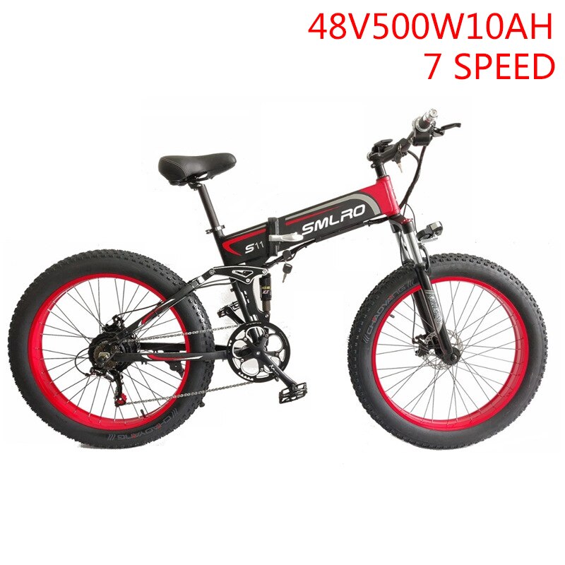 GORTAT 48V1000W Electric Folding Bicycle L-TWOO Transmission 26*4.0 Snow Bike Aluminum Alloy Frame Front And Rear Shock Ebike
